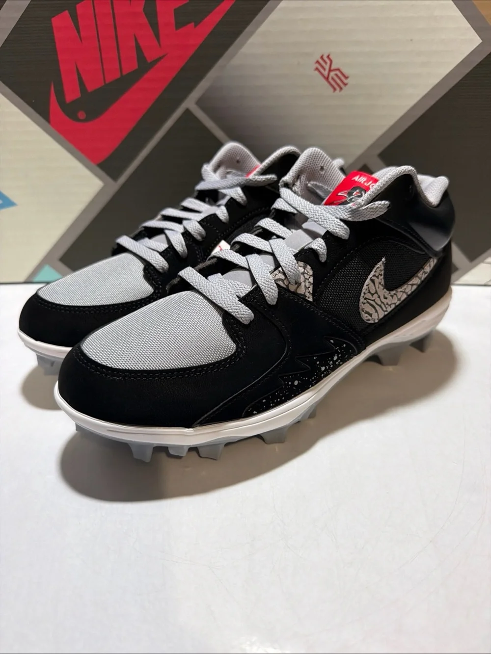 Nike Air Jordan Stadium 90 Low TD Black Cement Football HQ0210-060 Men’s